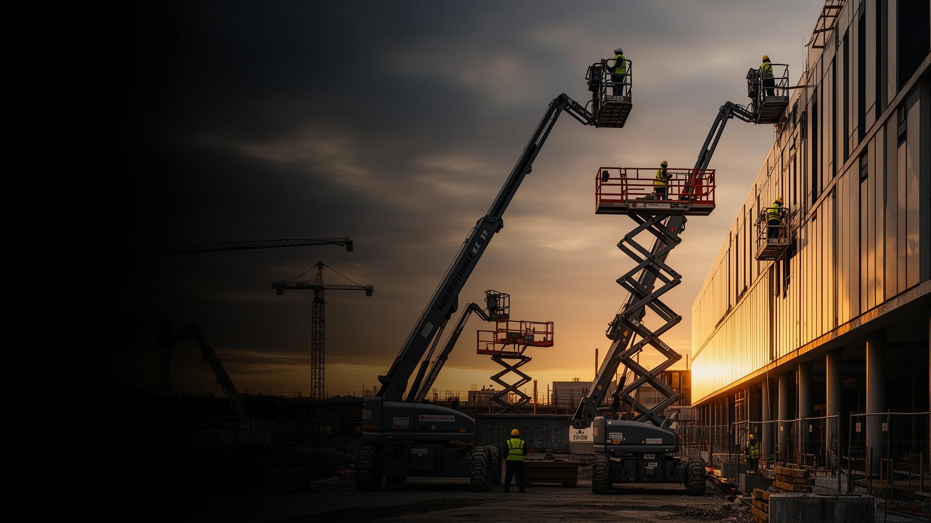 Plusieurs nacelles élévatrices déployées sur un chantier en France